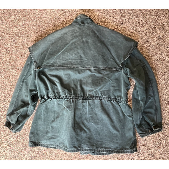 VTG Carhartt Chore Jacket Mens XXL Green Blanket Lined CW043 Cape Duster 90s USA - Picture 2 of 11